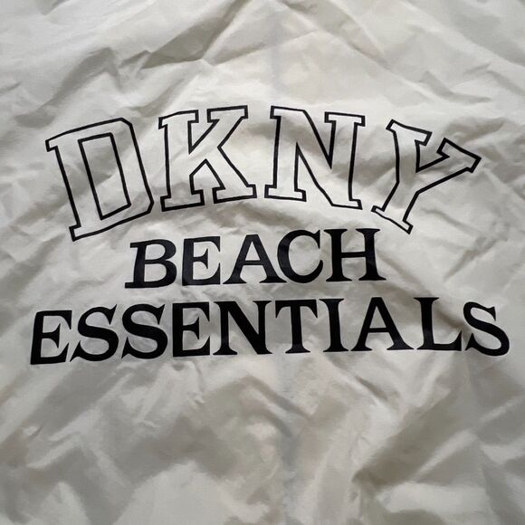 DKNY Beach Men's Large Oversized Windbreaker Cream / Off White Jacket - Picture 2 of 8
